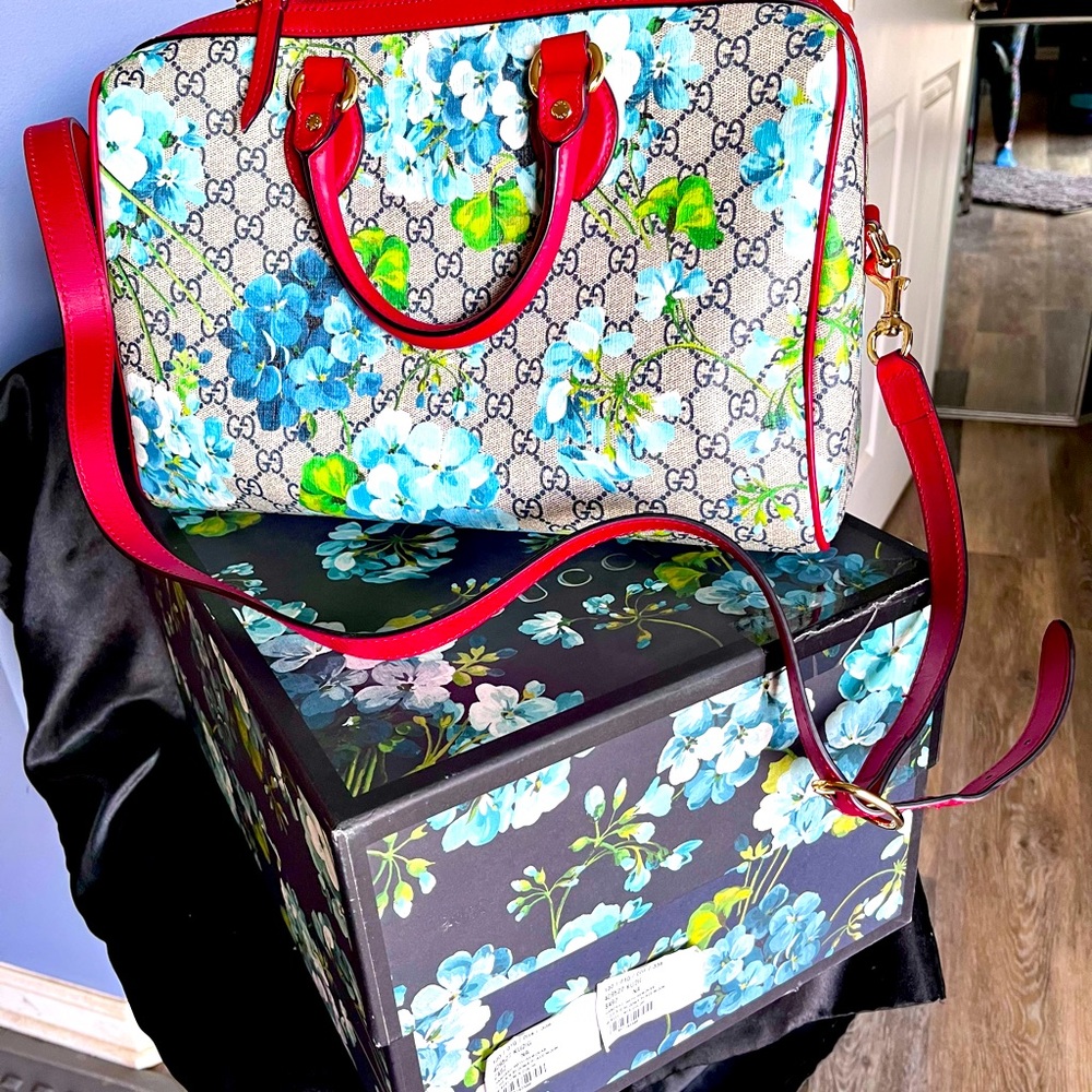 100% Authentic Gucci Blooms Handbag with Removable Shoulder Strap. Large. NWT
